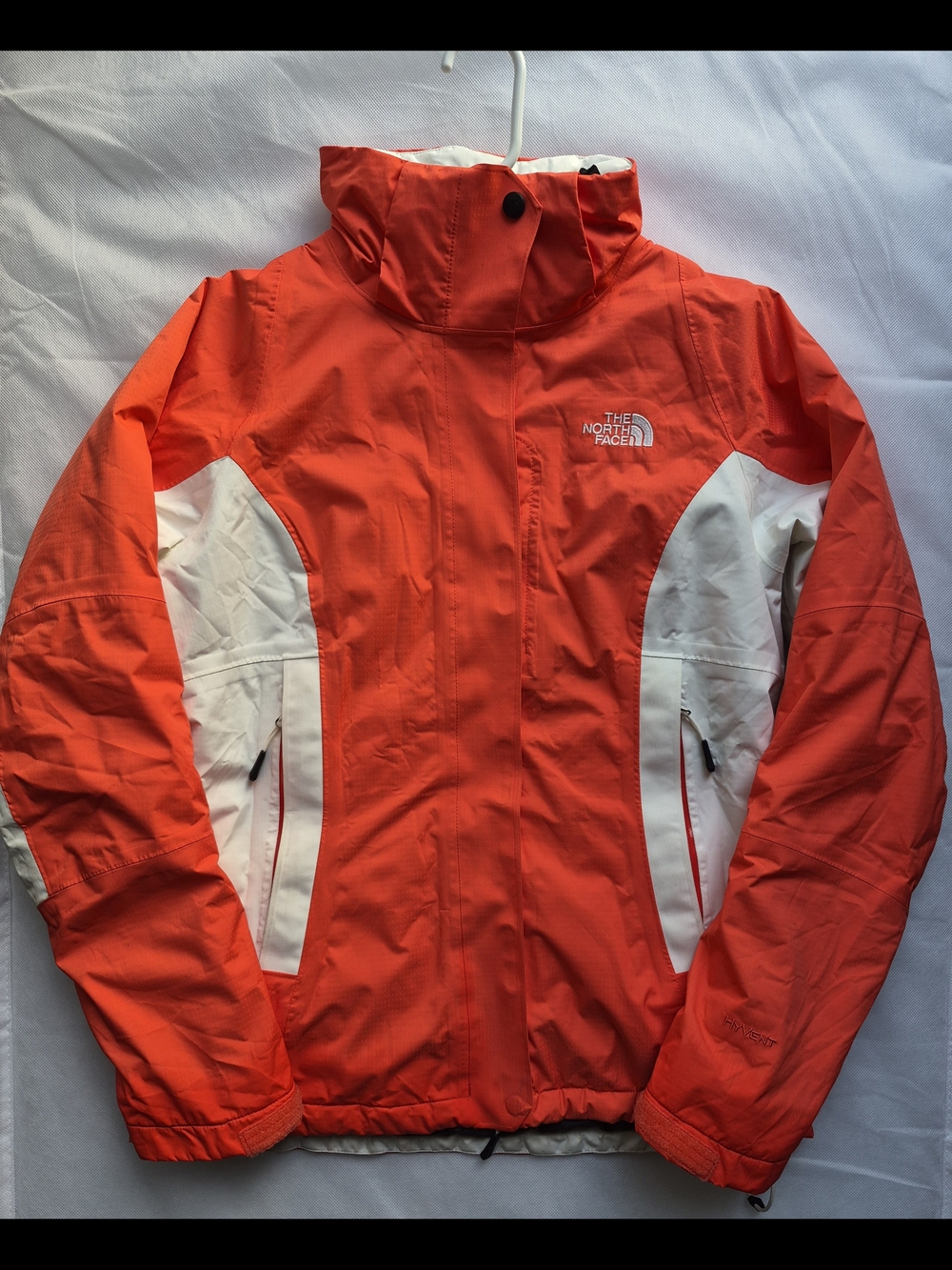 The North Face Women's Tangerine Orange & White Waterproof Jacket